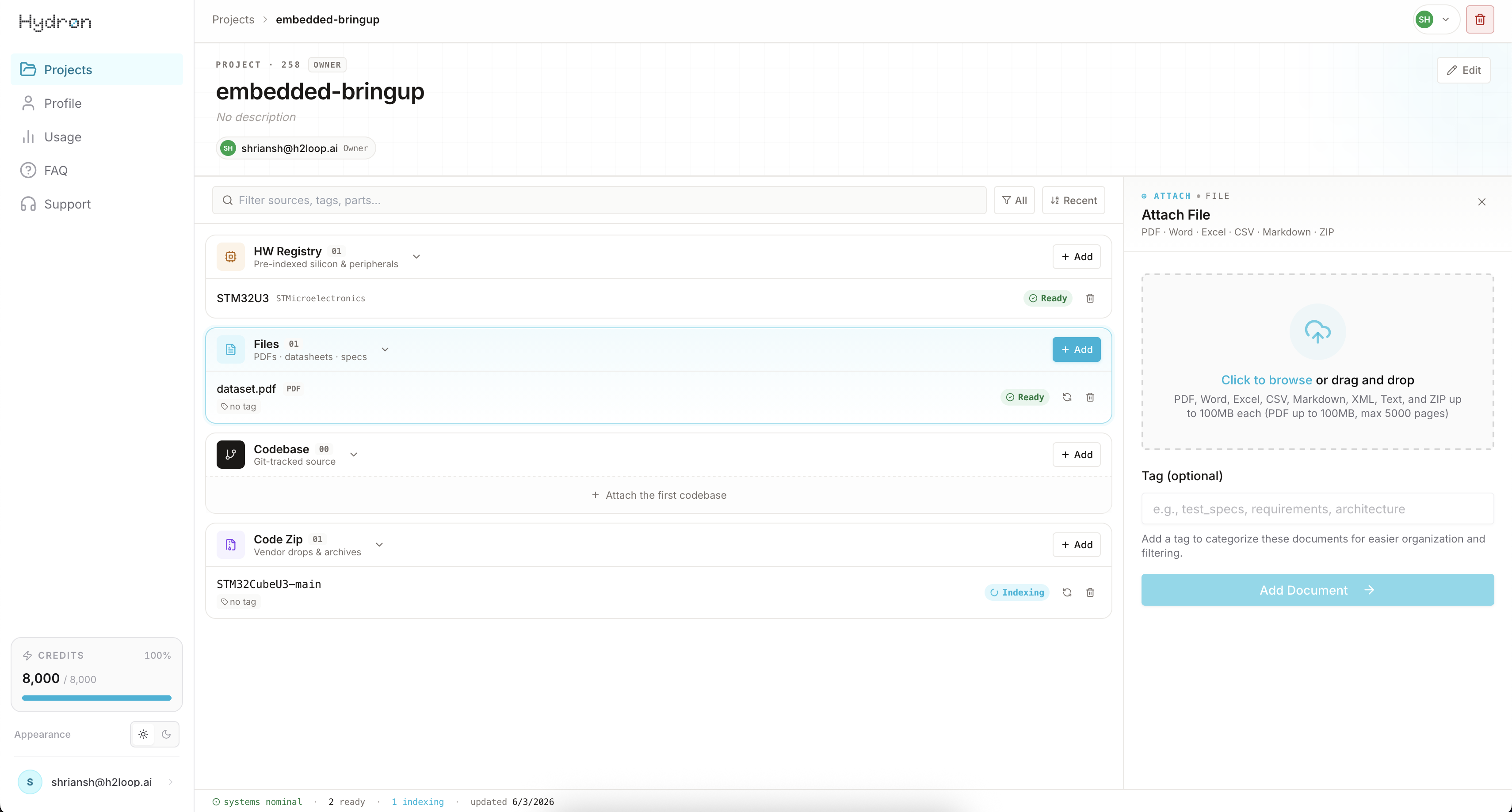 File upload tab