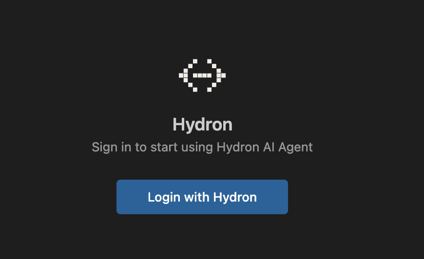 Hydron VS Code authentication